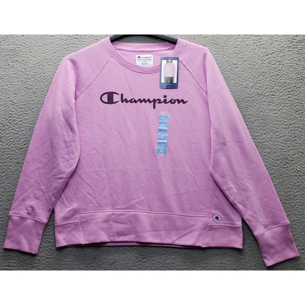 Champion Authentic Athletic Sweatshirt Womens XL Pink Raglan Sleeve Crew Neck